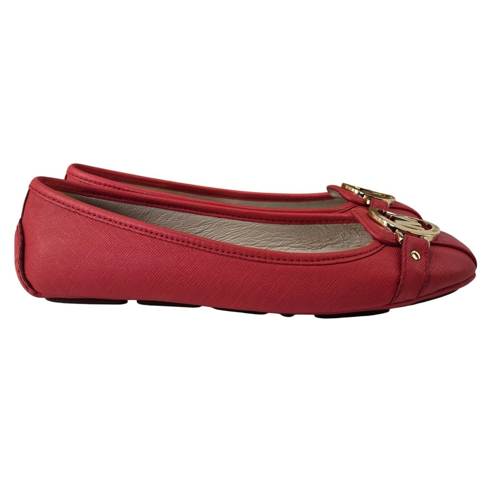 Michael Kors Fulton Moc Watermelon Red Saffiano Leather Flats 40T2FUFR1L W 6.5M - Picture 2 of 5